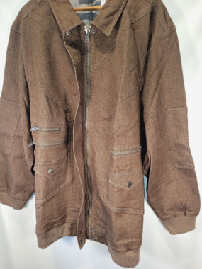Roamans Women's Plus Size 26W Denim Jacket Coffee Color Zip/Snap Pockets Ribbing